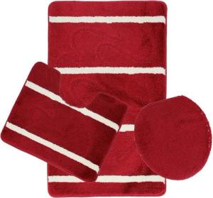 Almina Badematte 3-Teilig Bad Garnitur Badvorleger Kleine Streifenmuster rutschfest