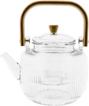 Almina Teekanne „Freya Tisana“ – 1000 ml mit Relief-Design aus Borosilikatglas, (1-St)