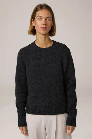 Alpakamix-Rundhals-Pullover in Anthrazit