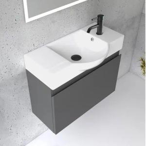 Alpenberger Badmöbel-Set Waschbecken mit Unterschrank 55 cm Breit, (Badezimmermöbel Waschtisch, Badschrank Schmal), Waschbeckenunterschrank mit Softclose