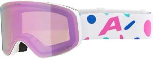 ALPINA FERNIE Q-LITE - Verspiegelte Skibrille für Kinder, Kontrastverstärkende & Polarisierte OTG Gläser, ideal für Brillenträger, Mit 100% UV-Schutz, white-confetti matt/rose