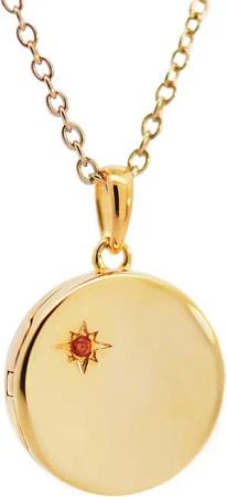 Amoonic Amulett Medaillon Rund mit Geburtsstein zum Öffnen für Bilder Silber 925 (inkl. Schmucktäschchen), Anhänger aufklappbar befüllbar Foto Zirkonia Geburtsstein Februar