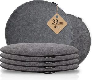 AMPARA Stuhlkissen rund 33 cm - 4er Set - für Stuhl, Bank, Lounge etc., Rutschfest