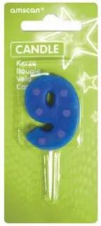 AMSCAN INT996439 Zahlenkerze mit Pick 9 Dots & Stripes 7,6 cm