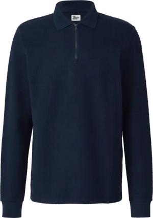 Angerauter Pullover mit Polokragen und Reißverschluss