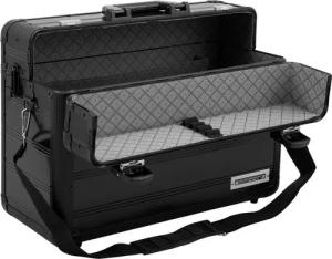 anndora Business-Koffer TSA Schlösser Aluminium Oberfläche, 0 Rollen, mit grauem Textil ausgekleidet - steht auf 4 Kunststofffüßen