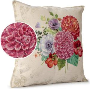 ANRO Dekokissen Kissenhülle MIT oder OHNE Füllung Kissenbezug Zierkissen, Kissenüberzug ohne Füllung Gobelin 45x45cm Blumenstrauß bunt