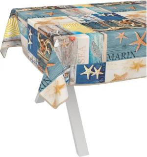 ANRO Tischdecke Wachstuch abwaschbar Maritim Tischwäsche (Einzelstück 1-tlg), wasserabweisend pflegeleicht auf See Blau 100x140cm
