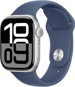 Apple Watch Series 10 42 mm Aluminium (GPS+Cellular) Sportarmband S/M  denim, silber
