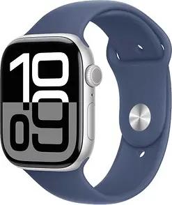 Apple Watch Series 10 46 mm Aluminium (GPS) Sportarmband M/L  denim, silber