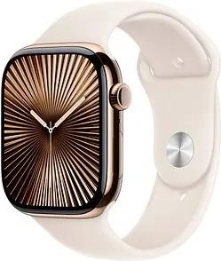 Apple Watch Series 10 46 mm Titan (GPS+Cellular) Sportarmband S/M  polarstern, gold