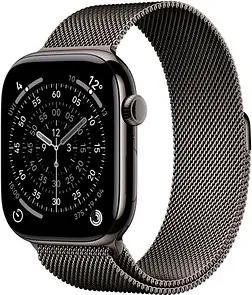 Apple Watch Series 11 46 mm Titan (GPS+Cellular) Milanaise Armband M/L  grau, schiefer