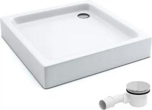 Aquabad® Duschwanne FORTA, Quadrat, Acryl, 1-St., Duschwanne + Ablaufgarnitur, 80x80 cm