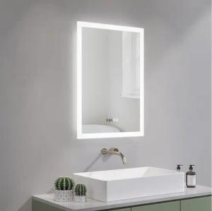 AQUALAVOS Badspiegel LED Wandspiegel 50x70cm mit 3 Lichtfarbe Dimmbar Live-Uhrzeit, Moderner LED-Spiegel