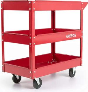 Arebos Werkstattwagen Werkstatt-Rollwagen, Werkzeugwagen, Belastbarkeit bis zu 100 kg, 3 Fächer, max. Traglast:100,00 kg