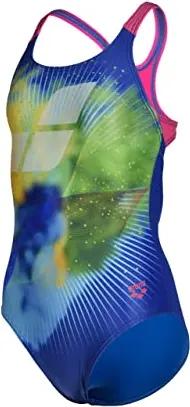 Arena Mädchen und Teenager Girl's Swimsuit Swim Pro Back Placement Einteiler, Royal-Freak Rose, 10-11 anni