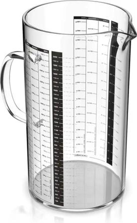 Arendo Messbecher 2 l Glas Messkrug Set, Borosilikatglas, hitzebeständig, Küchenbehälter, Glas, präzise Skala, hitzebeständig, mikrowellengeeignet, 2000 ml