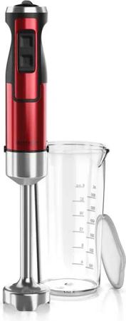 Arendo Stabmixer Edelstahl Pürierstab in Rot mit Messbecher, Handmixer, stufenlose Rege, 1000 W, Turbotaste, Abnehmbarer Mixfuß, GS-Zertifiziert