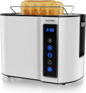 Arendo Toaster 2-Scheiben, Wärmeisoliertes Doppelwandgehäuse, Display Restzeitanzeige, 2 kurze Schlitze, für 2 Scheiben, 800 W, Kurzschlitz, Brötchenaufsatz, 7 Bräunungsgrade, Touchpanel
