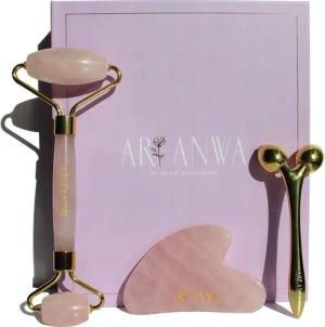 ARI ANWA Skincare Gesichtsmassagegerät Glow Kit Face Yoga Set - Gua Sha, Rosenquarz Roller & 3D Massager