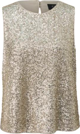Ärmelloses Blusentop mit Pailletten und Rundhalsausschnitt
