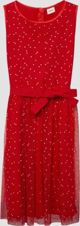 Ärmelloses Mesh-Kleid mit silbernen Pünktchen