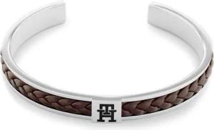 Armreif für Herren aus Edelstahl mit braunem Leder