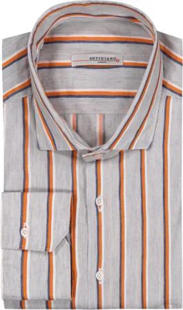 Artigiano Hemd mit Streifen-Muster aus Baumwolle mit Leinen