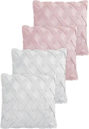 Aspero Dekokissen 4er Set Kissenbezüge Sofia, Plüsch Couchkissen 45 x 45 cm mit Cashmere Feeling