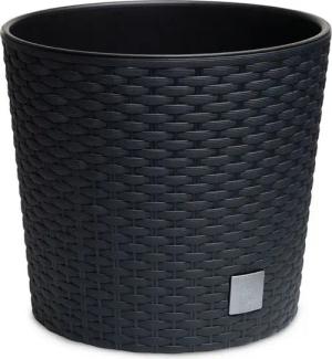 astor24 Blumentopf Blumentopf Rattan Blumenkübel Übertopf Pflanzentopf Pflanzkübel Blumen (Blumentopf Garten Balkon Blumen Topf Kräutertopf, 1 Blumentopf mit Innentopf), hochwertig verarbeitet - mit Wasserüberlauf - fertig montiert