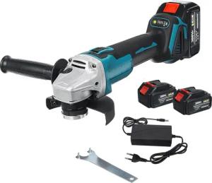 Athlix Akku-Winkelschleifer Elektrischer Winkelschleifer mit variabler Geschwindigkeit und 2 Akkus, max. 10000 U/min, 10000 U/min, 1280 W, Zwei-Gang-Geschwindigkeitsregelung
