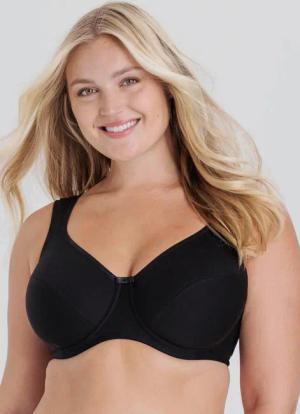 Atmungsaktiver Bügel-BH mit Glanz-Paspeln - schwarz - Gr. 75 C von Goldner Fashion