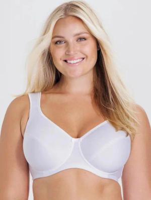 Atmungsaktiver Bügel-BH mit Glanz-Paspeln - weiß - Gr. 100 B von Goldner Fashion