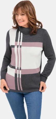 Aufwendig gearbeiteter Intarsienpullover - rosé / cremeweiß - Gr. 38 von Goldner Fashion