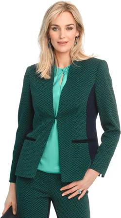 Aufwendiger Jacquardblazer aus weichem Jersey - dunkelgrün / gemustert - Gr. 38 von Goldner Fashion