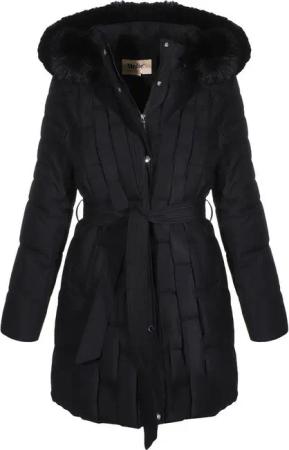 Aurela Damenmode Steppmantel Damen Mantel gefütterter Parka in großen Größen erhältlich, abnehmbare Kapuze, Polarfleece gefüttert