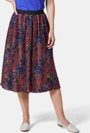 Ausbrenner-Rock - schwarz / koralle / gemustert - Gr. 21 von Goldner Fashion