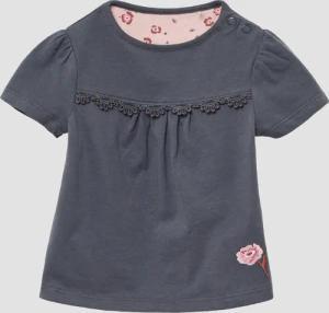 Ausgestelltes Jersey-T-Shirt mit Stickerei und Spitzendetails