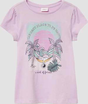 Ausgestelltes T-Shirt mit Glitzerprint und Puffärmeln