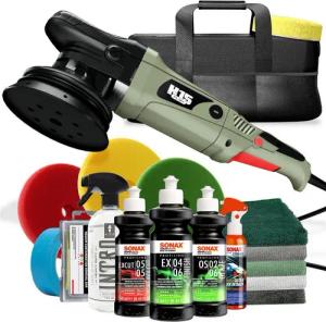 autopflege Exzenter Poliermaschine H15 Poliermaschinen Sets, Inkl. Mikrofasertücher, Polierpads, Reinigungsknete, Lackreiniger