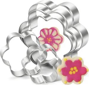 AVANA Ausstechform Edelstahl Blumen Ausstecher Set Weihnachten Plätzchen Keksformen, Edelstahl, (5 Stück), rostfrei, Silber