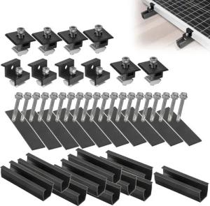 avoltik Solarmodul-Halterung Halterung Montageset Solar Befestigung Dach Schiene PV Halter, (Halterung Montageset Solar Befestigung Dach Schiene PV Halter f 1, 2 oder 4 Module, Avoltik Montageset für 1, 2 oder 4 Solarmodule, Montageset für 1, 2 oder 4 Sol