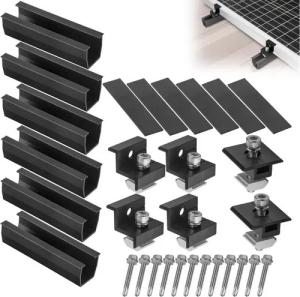 avoltik Solarmodul-Halterung Halterung Montageset Solar Befestigung Dach Schiene PV Halter, (Halterung Montageset Solar Befestigung Dach Schiene PV Halter f 1, 2 oder 4 Module, Avoltik Montageset für 1, 2 oder 4 Solarmodule, Montageset für 1, 2 oder 4 Sol