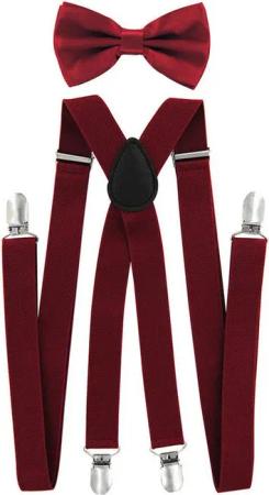 axy Hosenträger Herren Hosenträger mit Fliege Set (2-St., 2er Set) 4 Stabile Clips X-Form 2,5cm Breit verstellbar und elastisch
