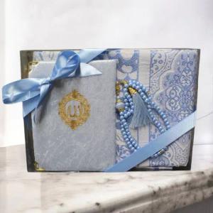 Aymasal Läufer Geschenkset 3 tlg. Gebetsteppich + 99 Perlen Gebetskette + Koran Juz