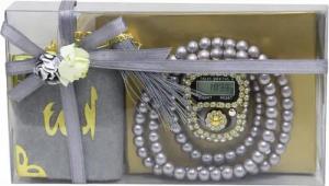 Aymasal Perlenketten-Set Islamische Geschenke 3tlg. 99 Perlenkette & Fingerzähler & Mini Koran (Schmuck, 3-teiliges Gebets-Geschenkset), Islamisches 3tlg. Geschenkset 99 Perlenkette Fingerzähler