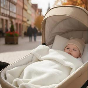 Babydecke BOUCLÉ 60x75 cm Winter Babydecke für Kinderwagen & Bett Weich, Warm DB, BabyLux, DB_60x75_Ecru