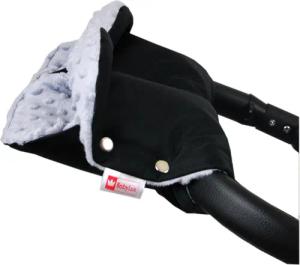 BabyLux Kinderwagen-Handwärmer BABYLUX MUFF Handmuff Handwärmer - Kinderwagen Buggy Handschuh Minky, 3. Schwarz + Minky Grau