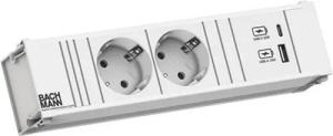 Bachmann CONI 2xCEE7/3 1xUSB A/C 22W 0,2m GST18 Einbau-Tischsteckdosenleiste (Kabellänge 0.2 m)