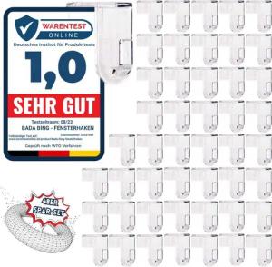 Bada Bing Fensterhaken Transparente Türhaken Robuste praktische Haken, Fenster, Türen, (48er Set, 48-St), Transparente Fenster und Türhaken, ohne Klebereste, Wiederverwendbar